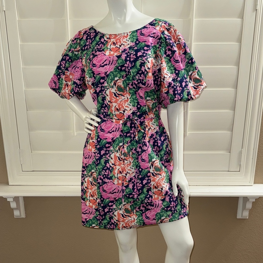 Melloday Floral Print Puff Sleeve Dress